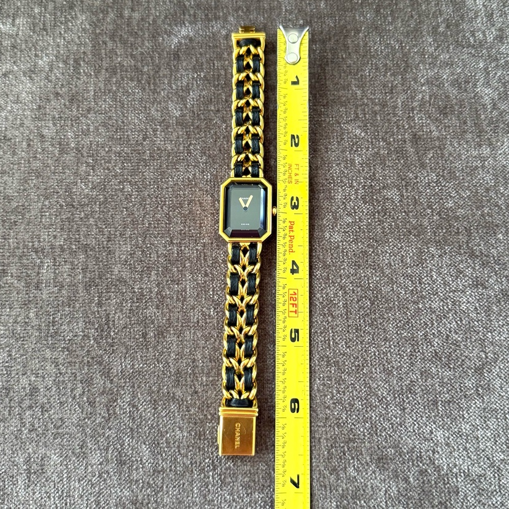 Authentic CHANEL Premiere watch size Medium M gold and black leather bracelet - Picture 13 of 16